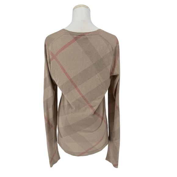 Y2K Burberry Britt Scoop Neck Plaid Logo Sweater Women L Silk Cashmere Designer - Picture 3 of 6